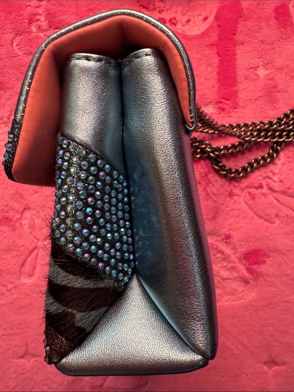 Kurt Geiger Kensington Collector • Mixed Leathers • Iridescent Blue • NWT - Picture 6 of 9